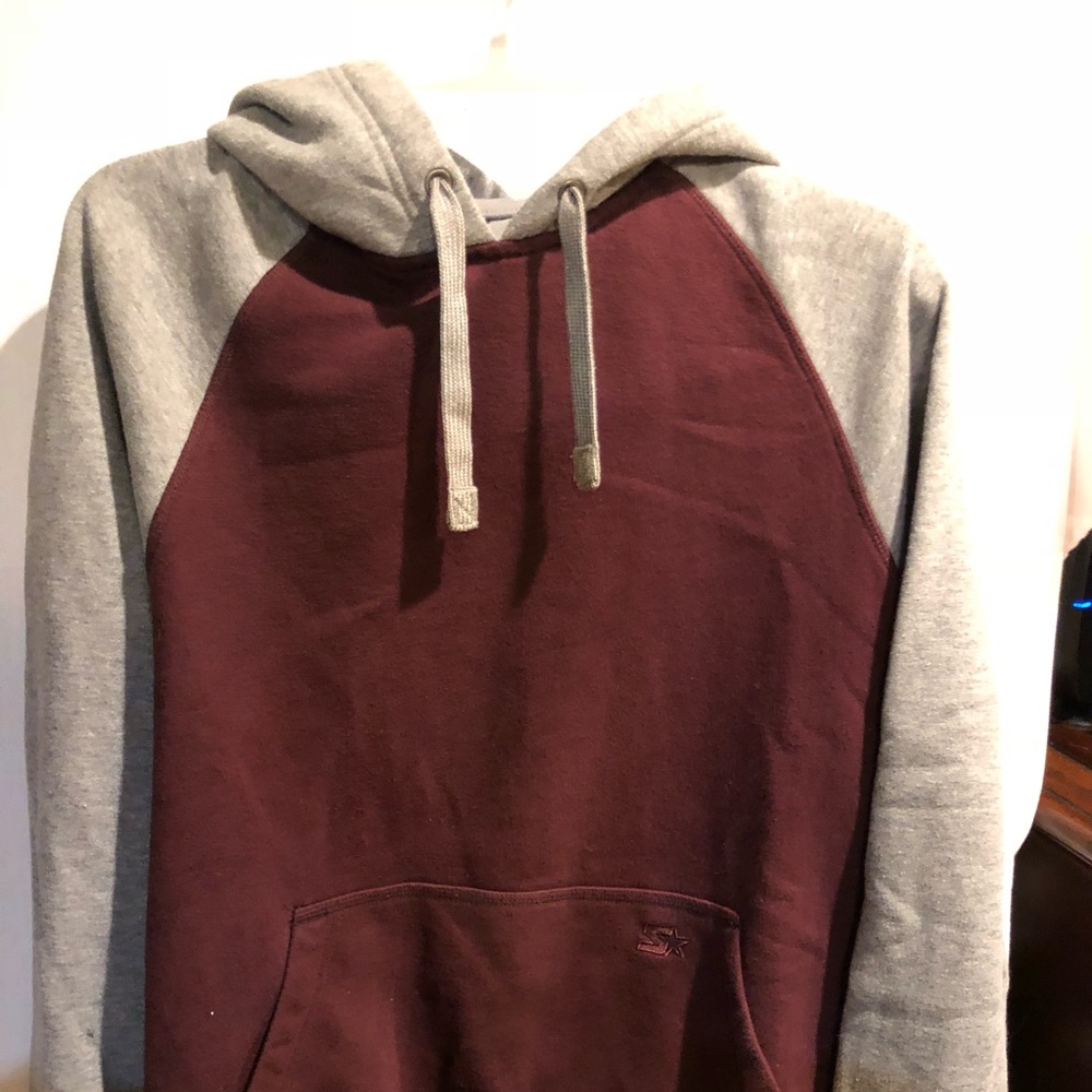 Maroon and grey hoodie